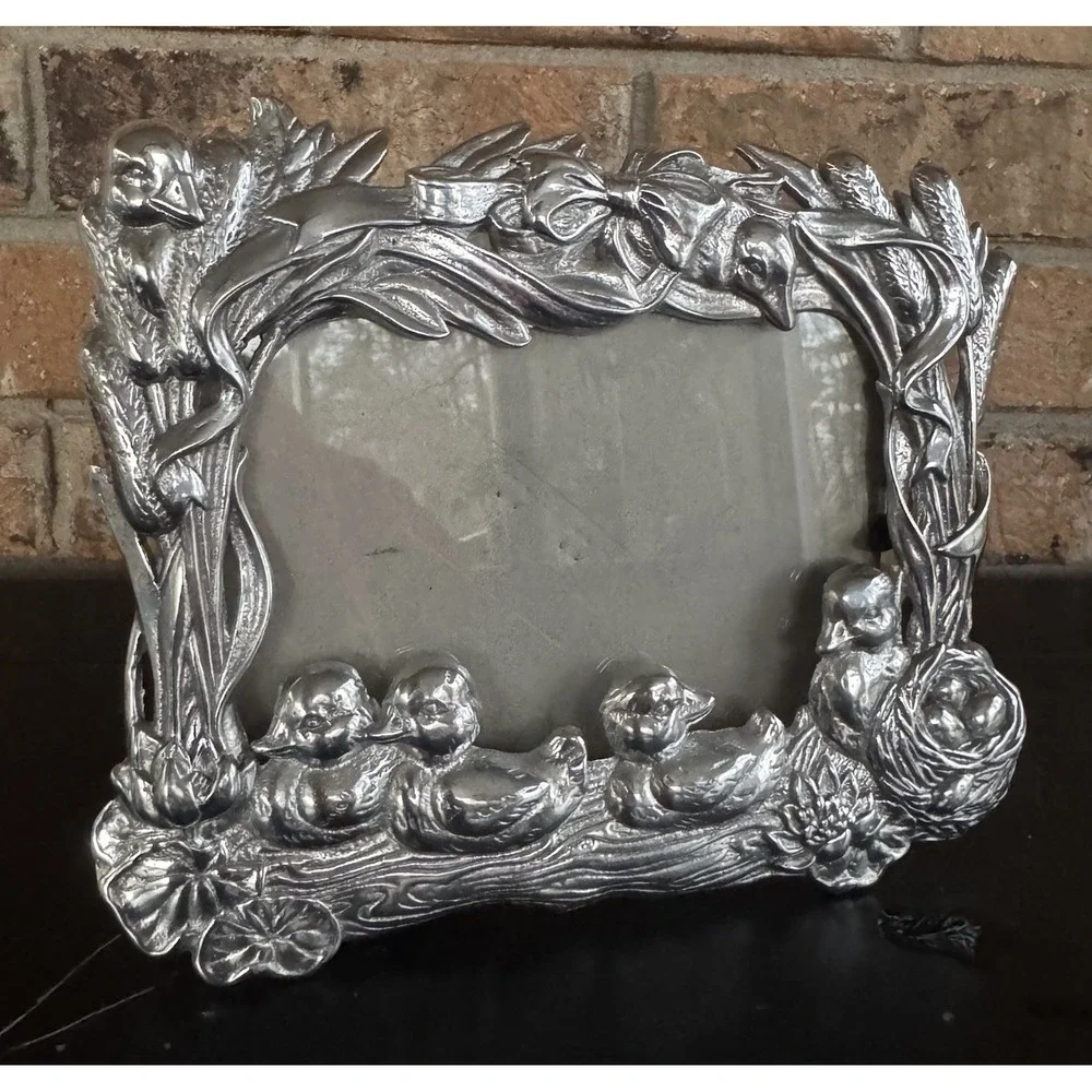 Vintage Ducklings Picture Frame Nature Baby Ducks Bow Nursery Decor Cottagecore